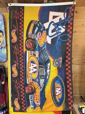 Vintage 90s Kyle Petty Hot Wheels NASCAR Flag 3 X 5 Ft 1998